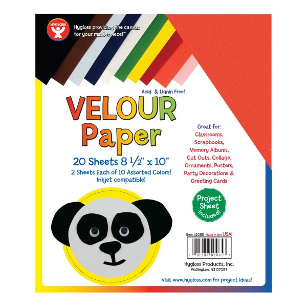 Hygloss Velour Paper 10 sheets 8.5"x11", Black