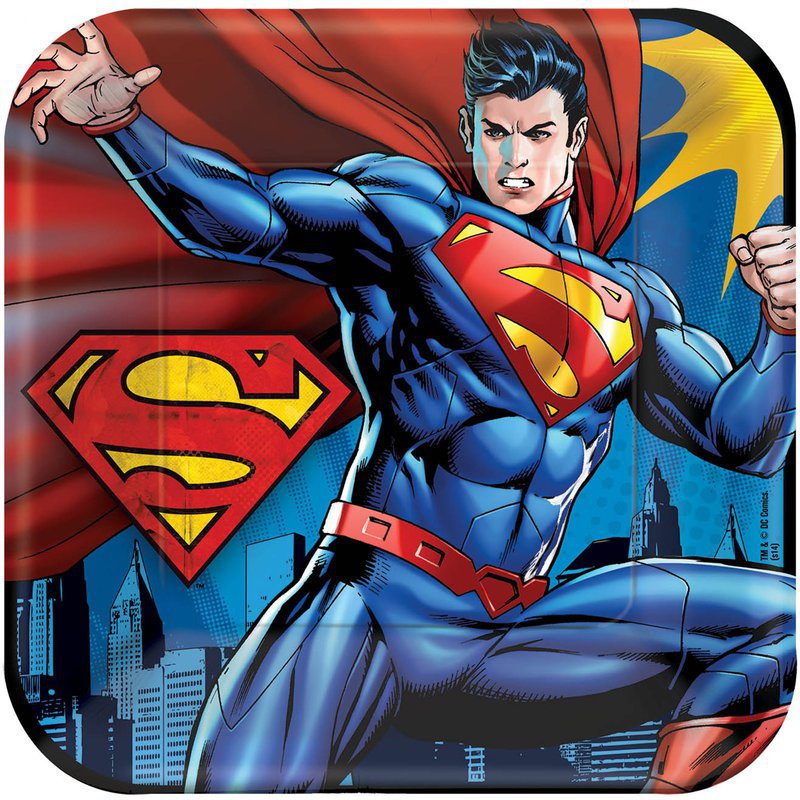 Superman Square Dinner Plates (8): Birthday - Party ...