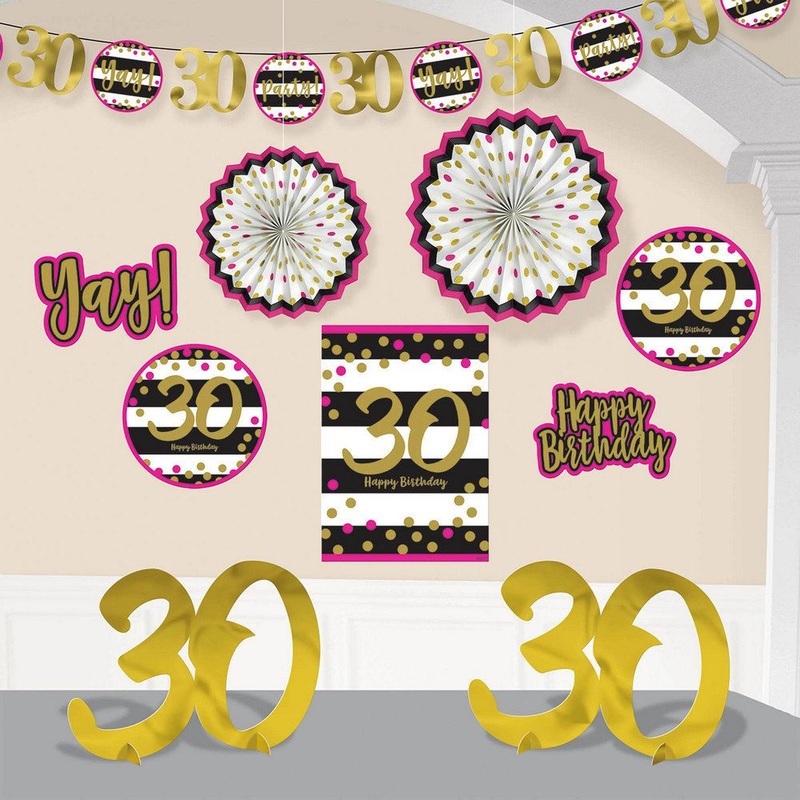 Amscan Pink Gold 30th  Birthday  Room Decoration  Kit  