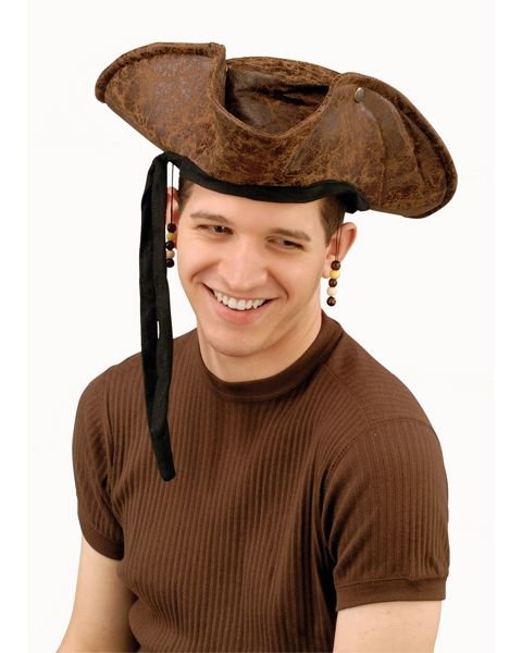 Brown Distressed Adult Pirate Hat with Beads: Everyday, Adult Online