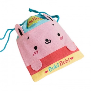 Bubi Bear 6.7*8.5 Embroidered Applique Fabric Art Draw String Bag//Drawstring Pouch